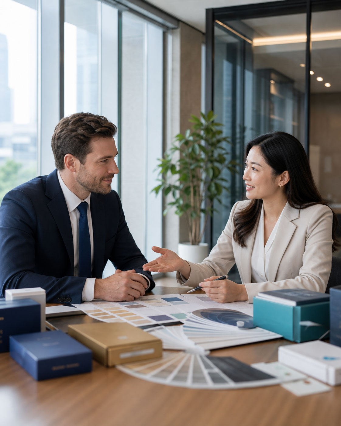 Business consultant meeting an international client